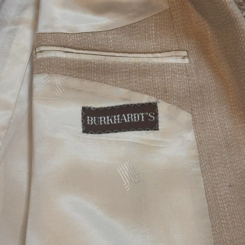 Lanvin Paris New York Vintage 80s Light Tan Textured Linen Blazer 42R*